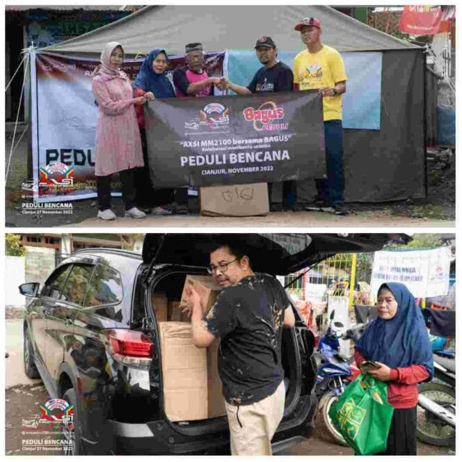 
Aksi Galang Donasi komunitas AXSI MM2100 Bekasi Bersama RAKOM Cikarang untuk Cianjur