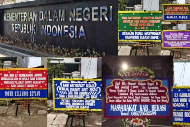
Karangan Bunga Banjiri Mendagri, Tolak Usulan Kembali Dani Ramdan Sebagai Pj Bupati Bekasi. (Dok: Istimewa)