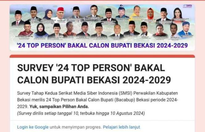 
24 Top Person Bacabup Bekasi periode 2024-2029 versi SMSI Kabupaten Bekasi. (Dok: Istimewa)