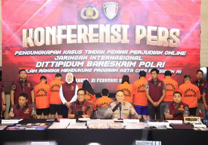 
Press Rilis Pengungkapan TPPO dan Judol Jaringan Internasional. (Dok: Istimewa)