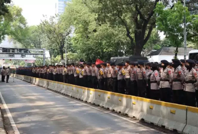 Pengamanan Aksi Demo Mahasiswa di Patung Kuda, Jakarta Pusat. (Dok: Istimewa)