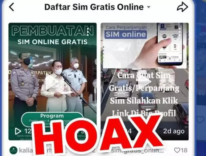 
HOAX! info Pembuatan SIM Online Gratis. (Dok: Istimewa)