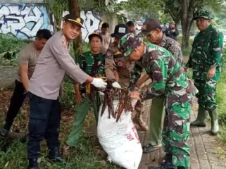 Sinergi TNI-Polri Giat Bersihkan Situ Burangkeng. (Dok: Istimewa)