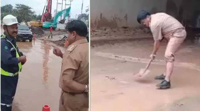 Lurah Desa Burangkeng di Proyek Tol Japek 2. (Dok: Istimewa)