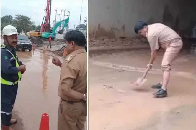 
Lurah Desa Burangkeng di Proyek Tol Japek 2. (Dok: Istimewa)