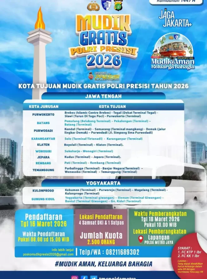 
Mudik Gratis Presisi 2026. (Dok: Istimewa)