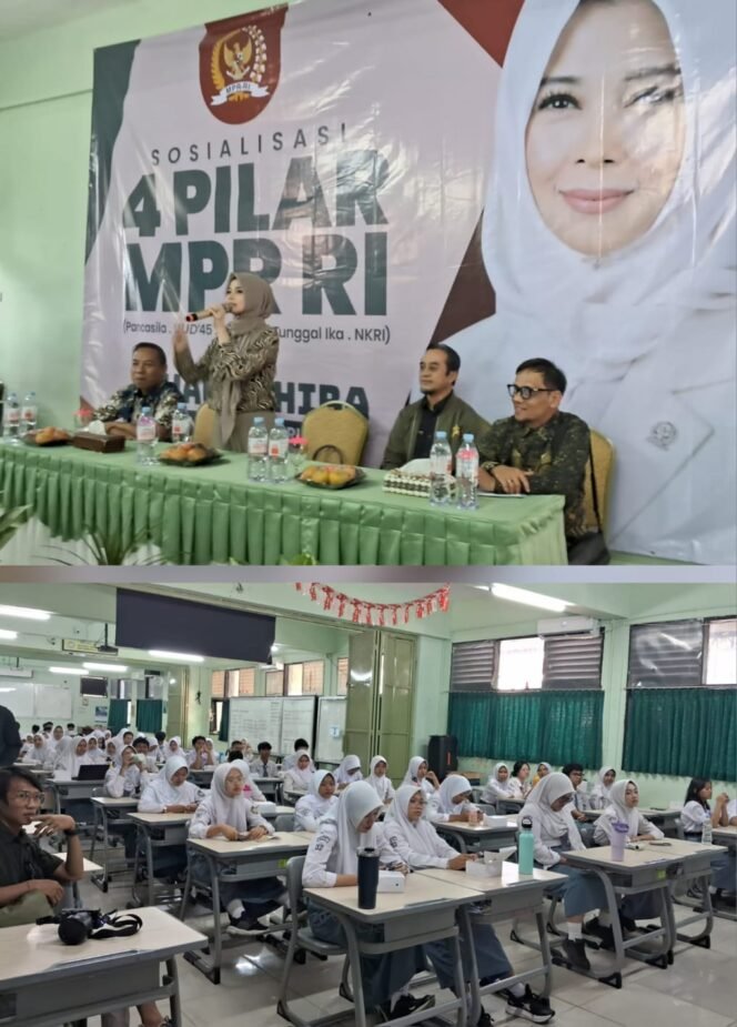 
Photo: Anggota Dewan Perwakilan Daerah RI Jihan Fahira Saat Giat Sosialisasi Empat Pilar Kebangsaan di SMA 4 Kota Bekasi (Doc.Ist) 