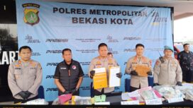 Photo: Kepolisian Resort Metropolitan Bekasi Kota saat gelar konferensi pers kasus peredaran jaringan narkoba lintas daerah (Doc.cam) 