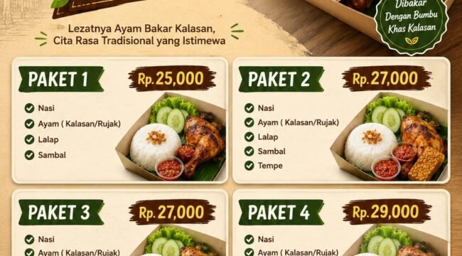 Photo : Menu Andalan Ayam Bakar Kalasan Ibu Sopiah (Doc.Ist) 