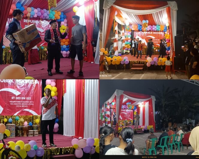 
Photo: Kolase kegiatan malam puncak kemerdekaan RI ke 81 di wilayah RT 03 RW 22 harapan jaya Bekasi utara (Doc.Net) 