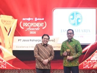 Photo: Jasa Raharja mendapatkan penghargaan “Excellent in Road Safety Empowerment” pada Prominent Awards 2026 yang digelar Metro TV, (Doc.Ist) 