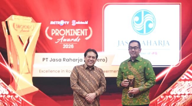 Photo: Jasa Raharja mendapatkan penghargaan “Excellent in Road Safety Empowerment” pada Prominent Awards 2026 yang digelar Metro TV, (Doc.Ist) 