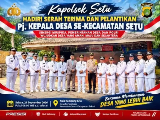 
Polsek Setu Kawal Pelantikan 11 Pj Kades di Kecamatan Setu